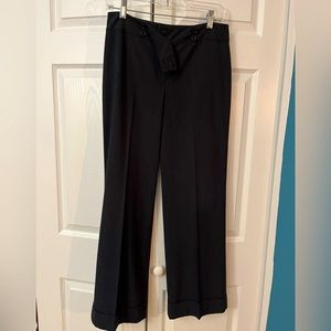 Navy cuffed trousers with wide legs